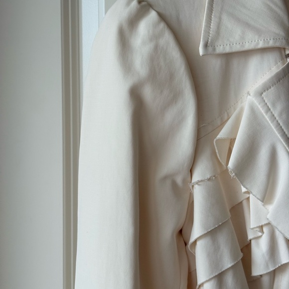 Bebe Cream Ruffle Trench Coat - Picture 5 of 15